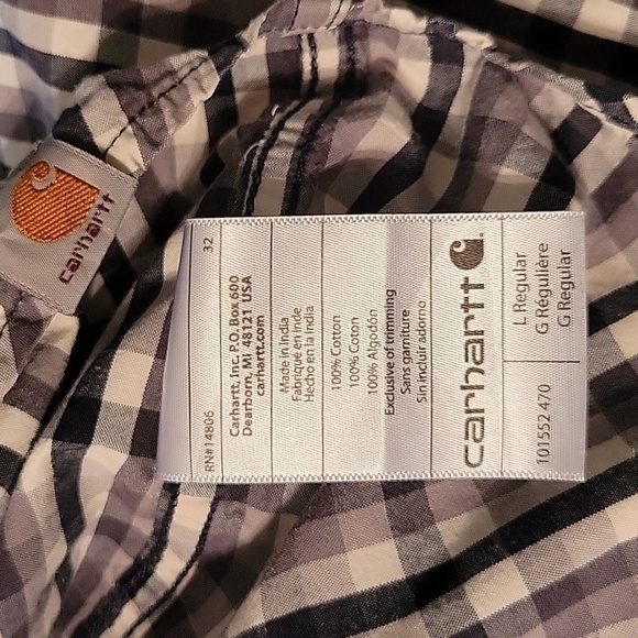 Carhartt Black/Gray Gingham, Short-sleeved, Button-down, Size Large - Picture 5 of 5